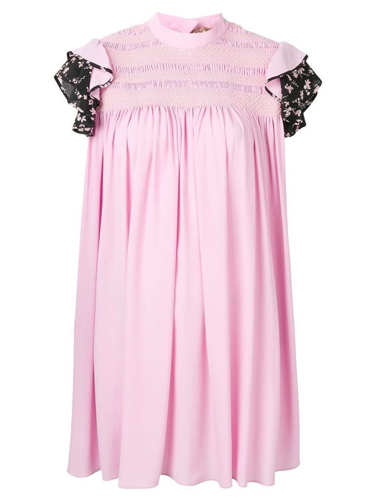 Nº21 contrast sleeves crepe dress - Pink