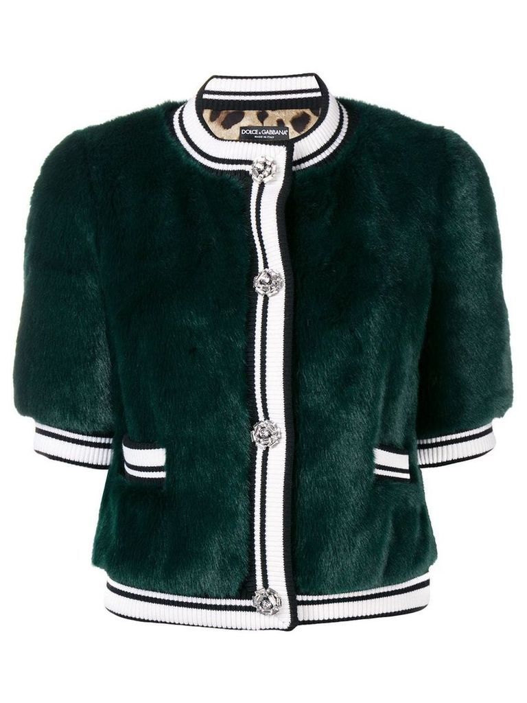 Dolce & Gabbana faux fur cropped jacket - Green