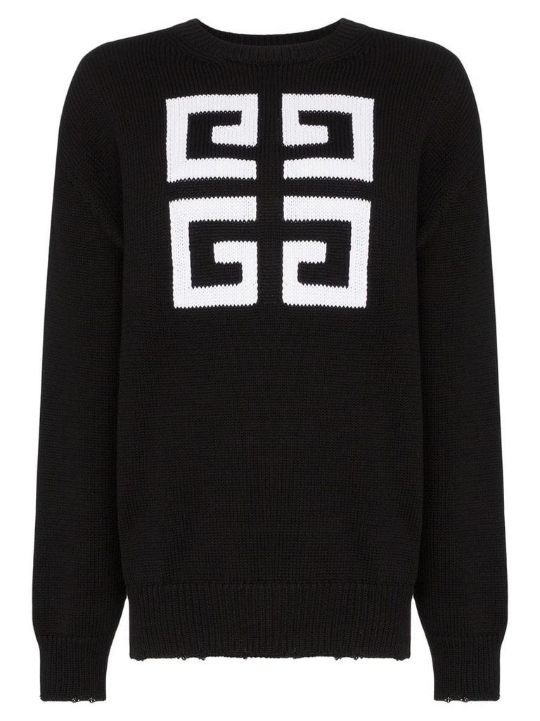 Givenchy distressed hem intarsia knit G jumper - Black