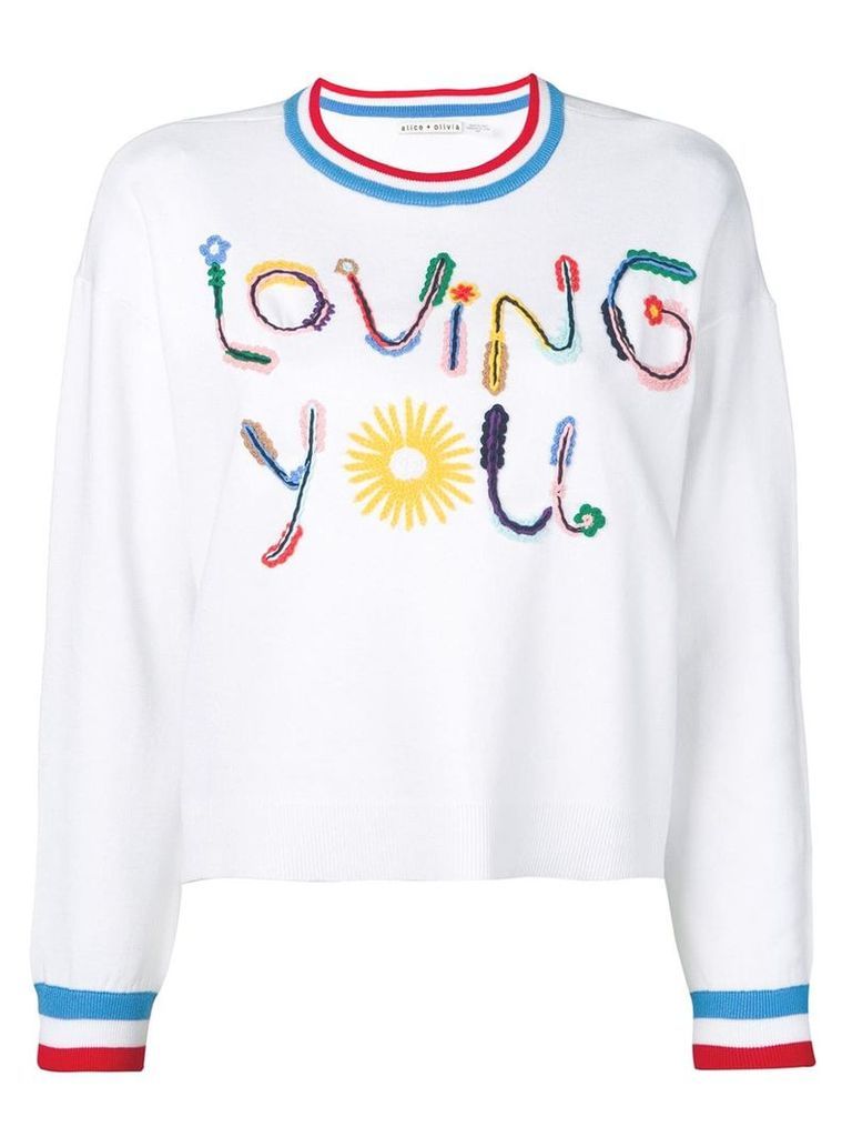 Alice+Olivia slogan print sweater - White