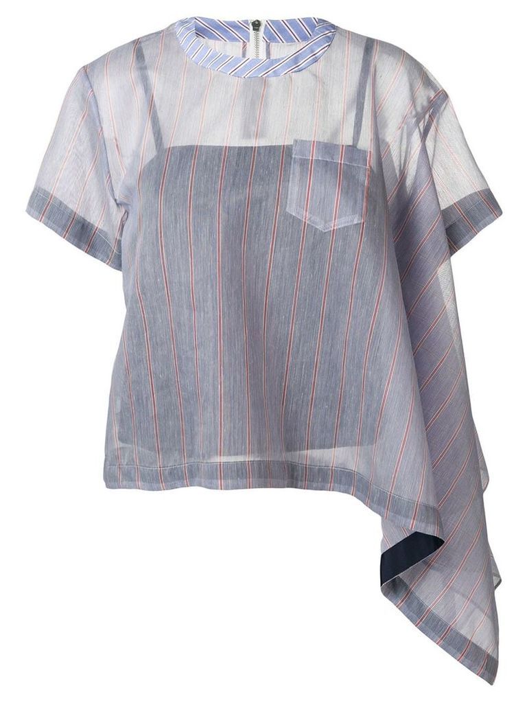 Sacai striped asymmetric blouse - Blue