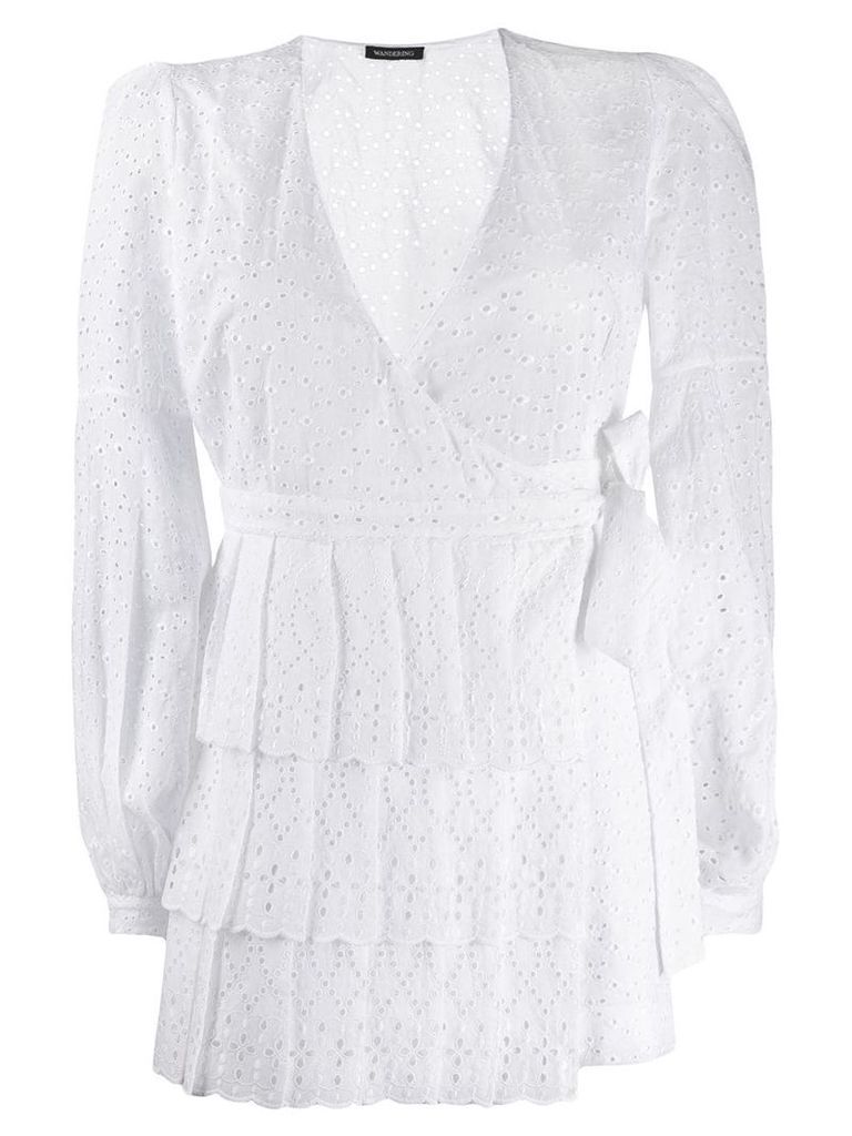 Wandering broderie anglaise wrap dress - White