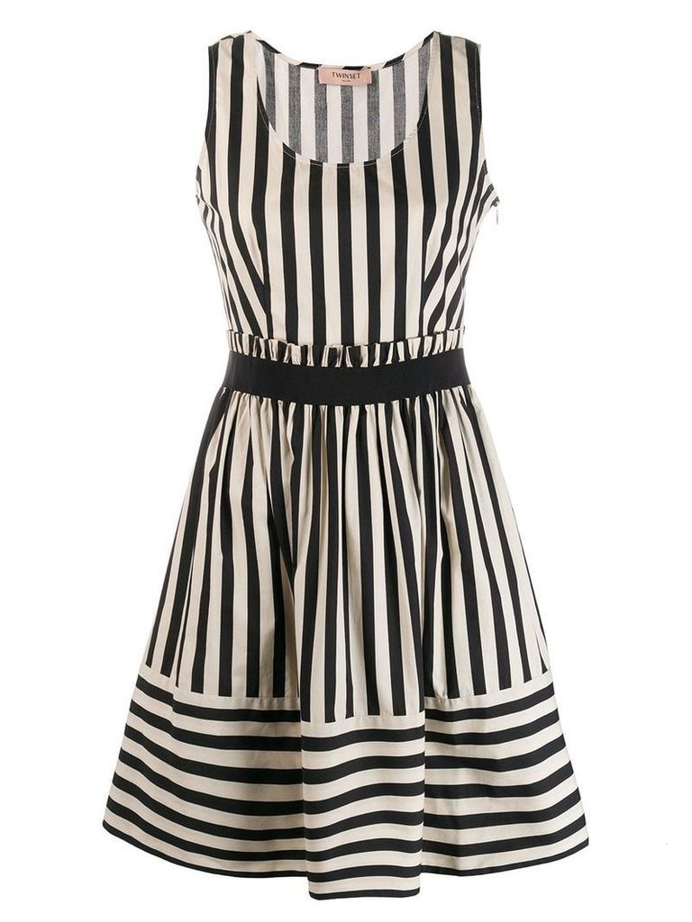 Twin-Set striped flared dress - Neutrals
