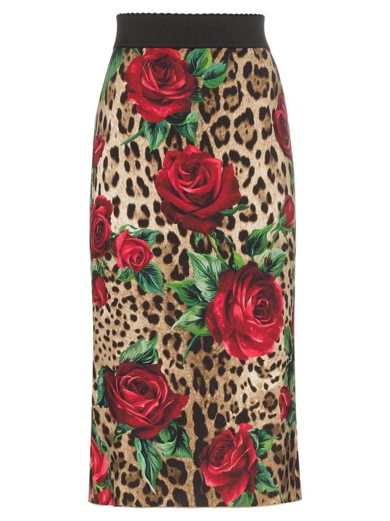 Dolce & Gabbana Jungle and floral stretch pencil skirt - Multicolour