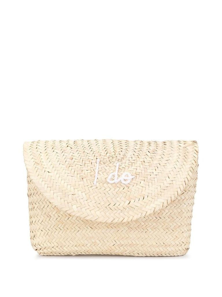 Poolside I Do embroidered clutch bag - Brown