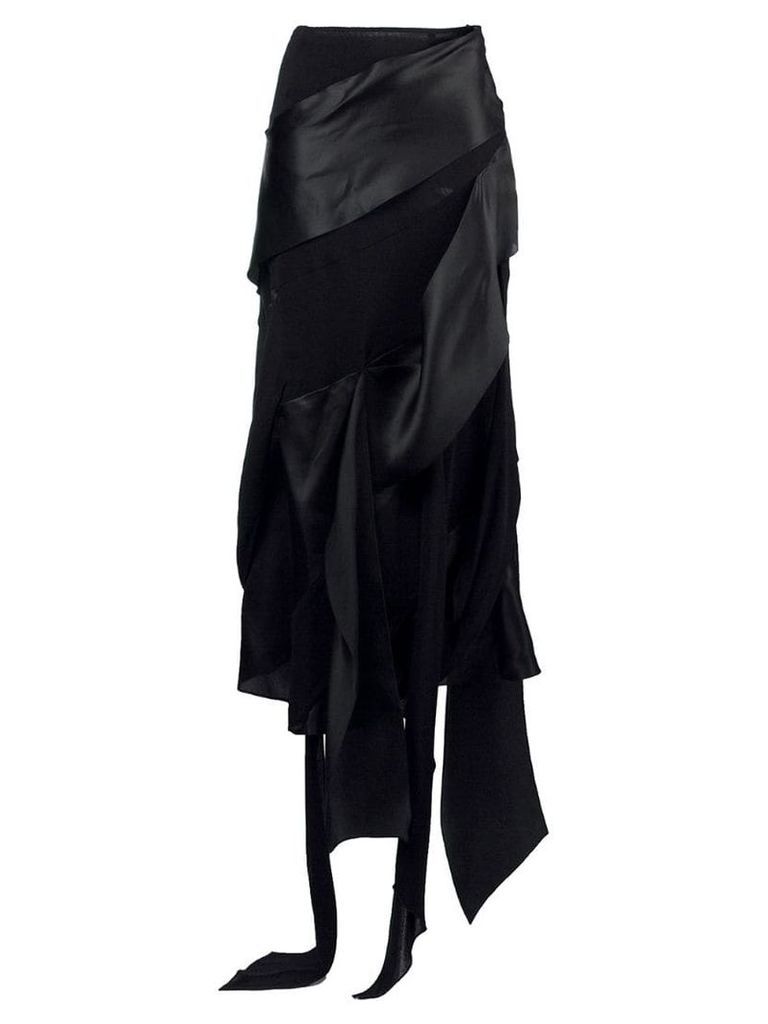 Christian Lacroix Pre-Owned asymmetric draped midi skirt - Black