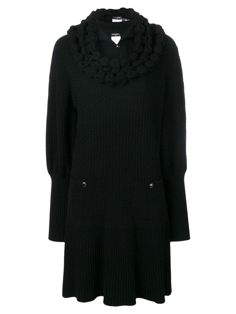 Chanel Pre-Owned cowl neck knitted dress - Black