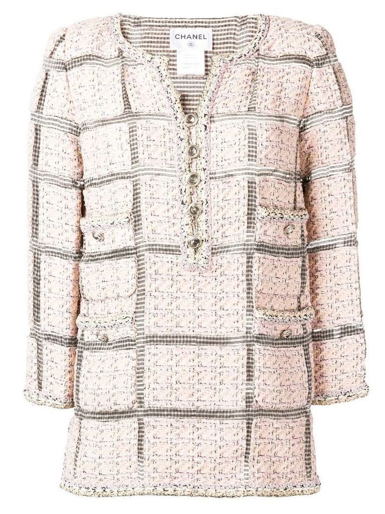 Chanel Pre-Owned tweed longsleeved tunic - Pink