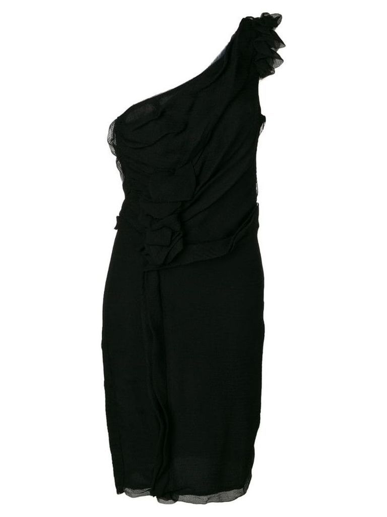 William Vintage single shoulder fitted dress - Black