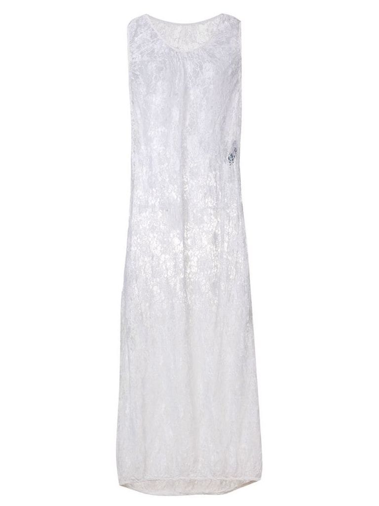 John Galliano Pre-Owned lace sheer maxi dress - White
