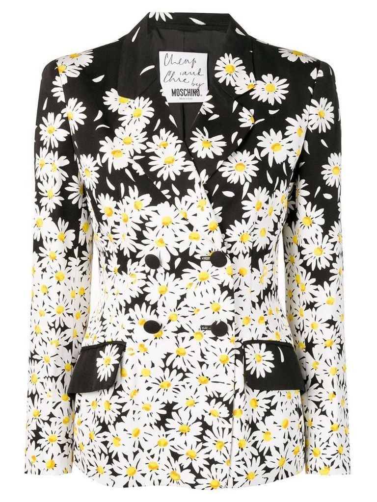 Moschino Pre-Owned daisy print double-breasted blazer - Black