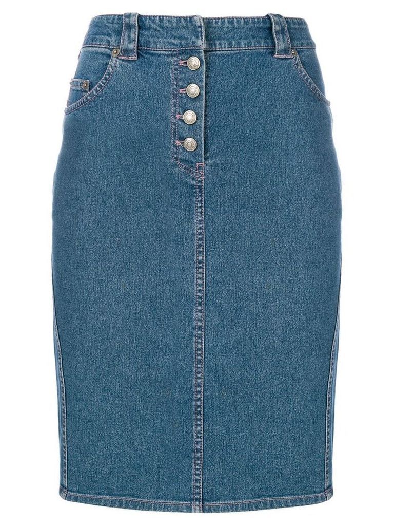 Christian Dior Pre-Owned denim midi skirt - Blue