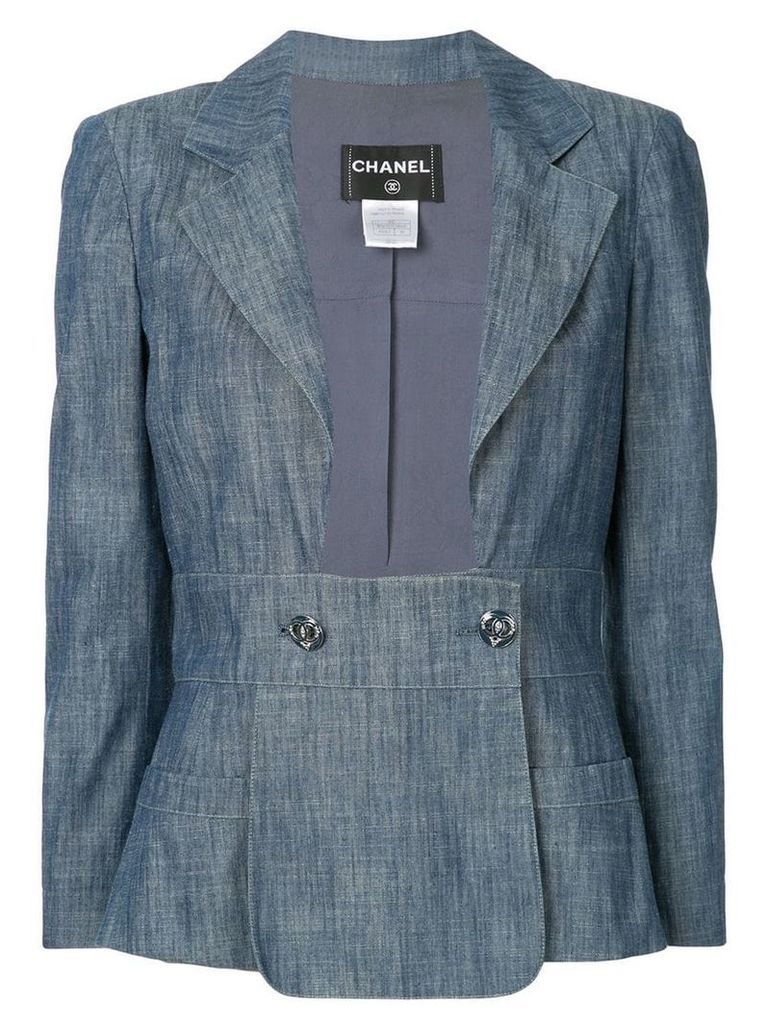 Chanel Pre-Owned open front denim blazer - Blue