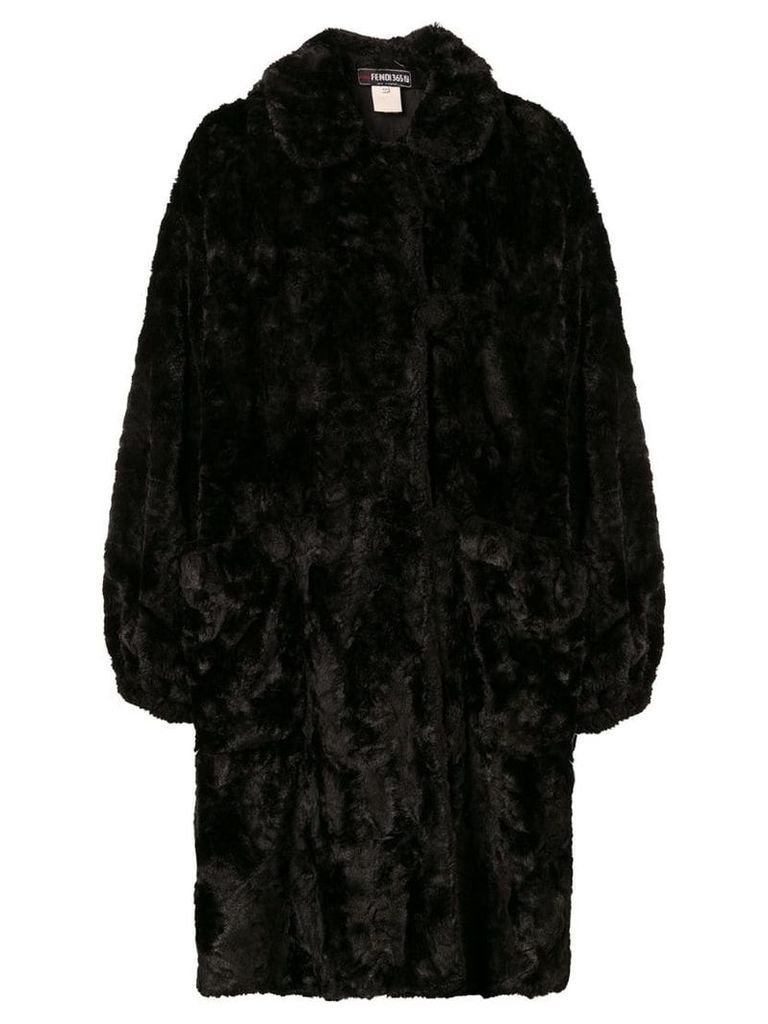 Fendi Pre-Owned 1980's midi teddy coat - Black
