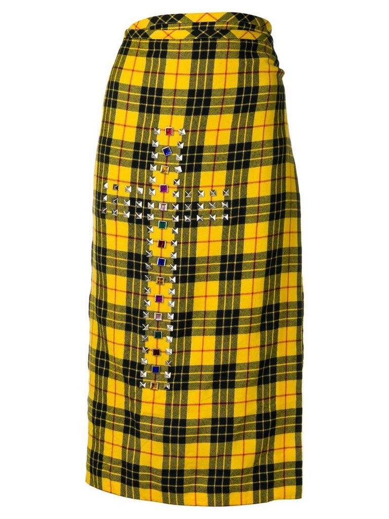 Comme Des Garçons Pre-Owned 2000's plaid envelope skirt - Yellow