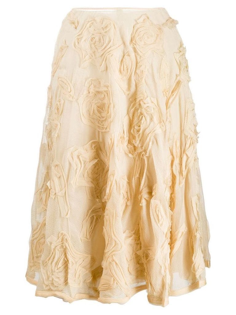 Prada Pre-Owned rose appliqué A-line skirt - Neutrals