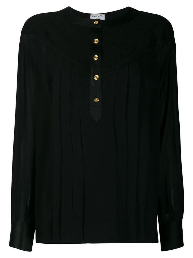 Chanel Pre-Owned 1990's sheer pleated blouse - Black
