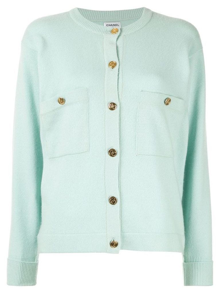 Chanel Pre-Owned button-embellished cashmere cardigan - Green