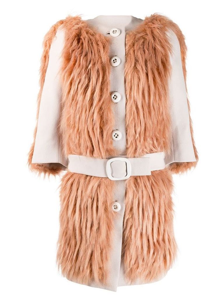 Prada Pre-Owned 2011's knitted belted coat - Neutrals