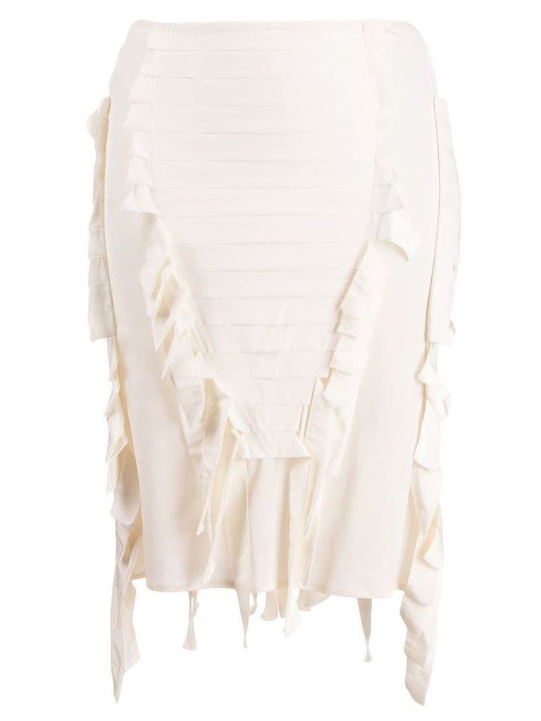 Gucci Pre-Owned 2004's fringed pleated skirt - Neutrals