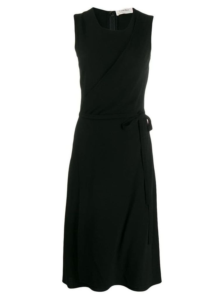 Calvin Klein 2000s belted wrap dress - Black