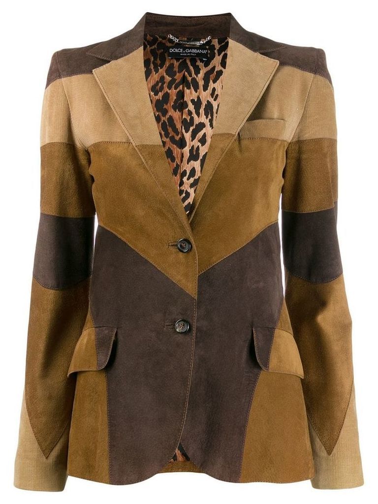 Dolce & Gabbana Pre-Owned patchwork slim blazer - Brown