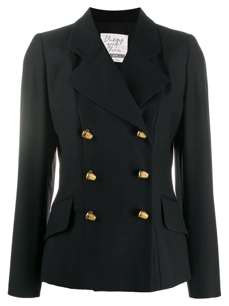 Moschino Pre-Owned virgin wool double-breasted blazer - Black