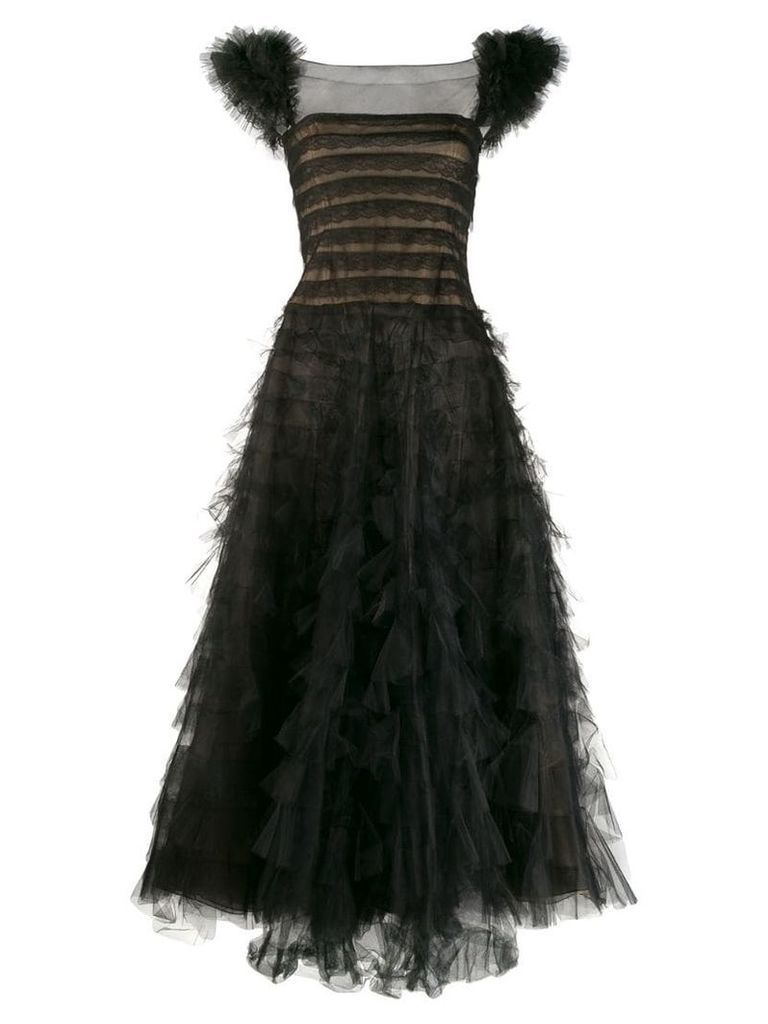 Oscar de la Renta Pre-Owned sleeveless frilled dress - Black