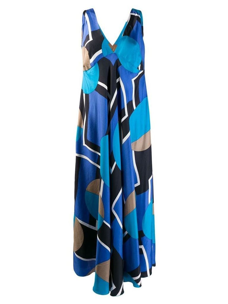 Gianfranco Ferre Pre-Owned 2000's geometric pattern maxi dress - Blue