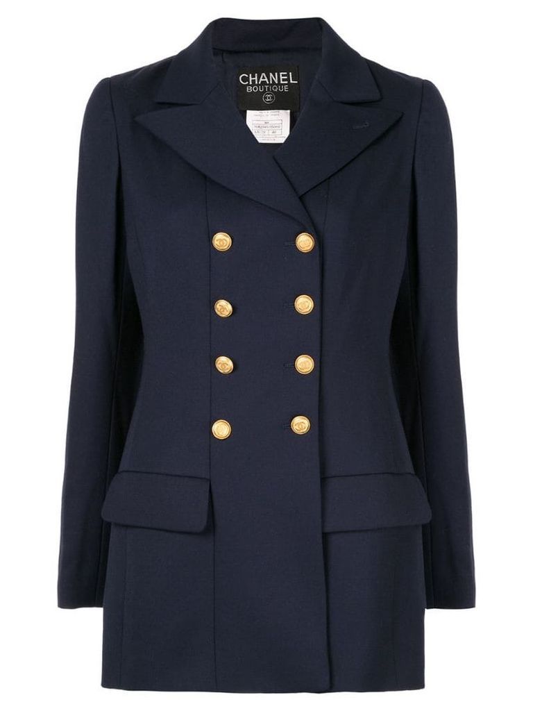 Chanel Pre-Owned Chanel long sleeve coat jacket - Blue