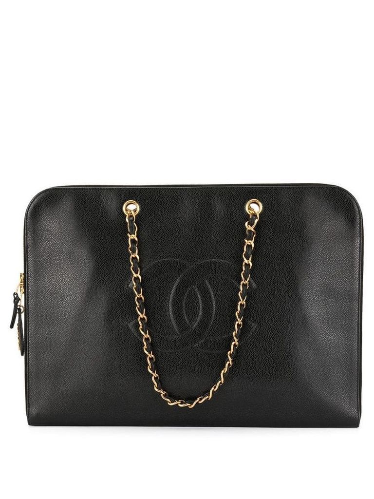 Chanel Pre-Owned Chain Logo shoulder bag - Black