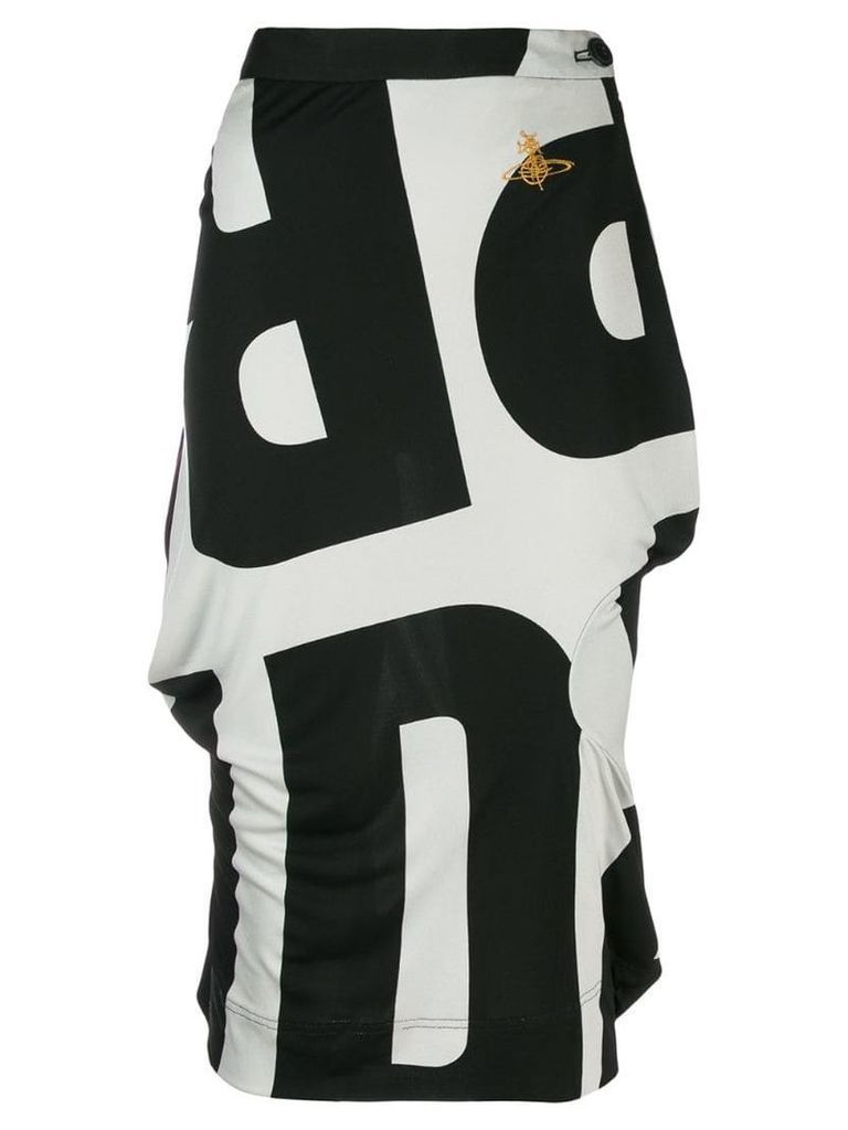 Vivienne Westwood Pre-Owned logo print midi skirt - Black