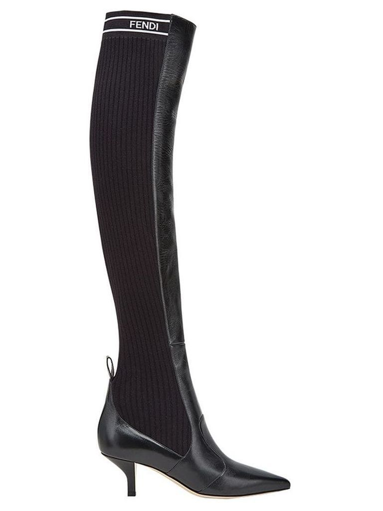 Fendi Rockoko thigh-high boots - F07lv-Black+Black White