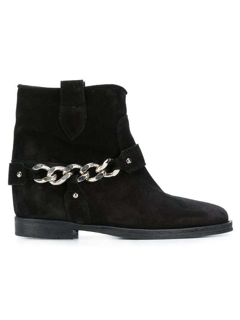 Via Roma 15 chain embellished ankle boots - Black