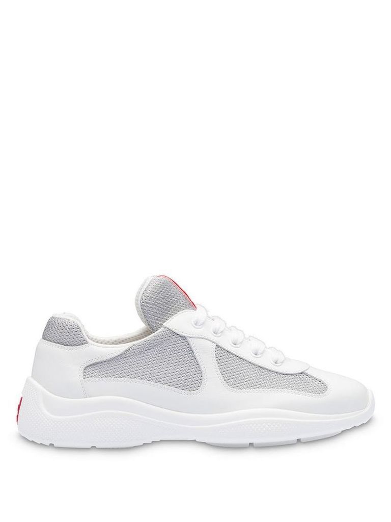 Prada Leather and fabric sneakers - White