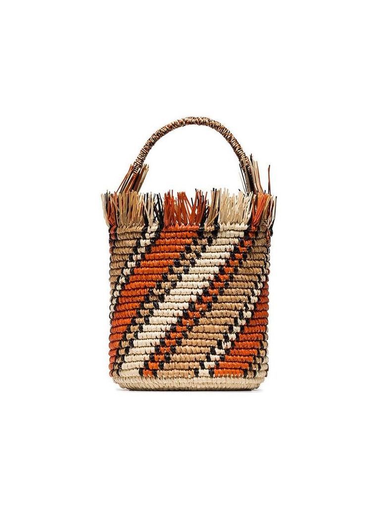 Sensi Studio orange striped bucket bag