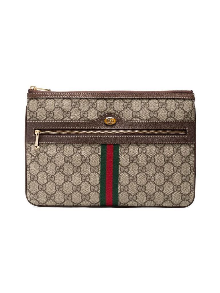 Gucci Brown Ophidia GG Supreme Leather Pouch