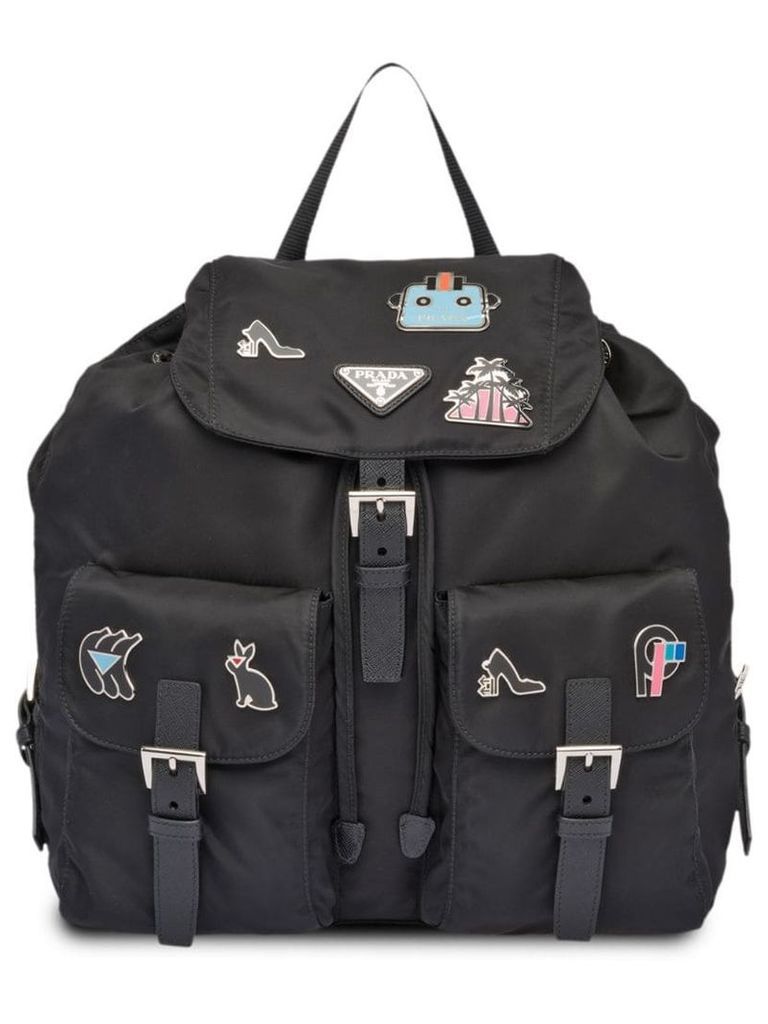 Prada logo fabric backpack - Black