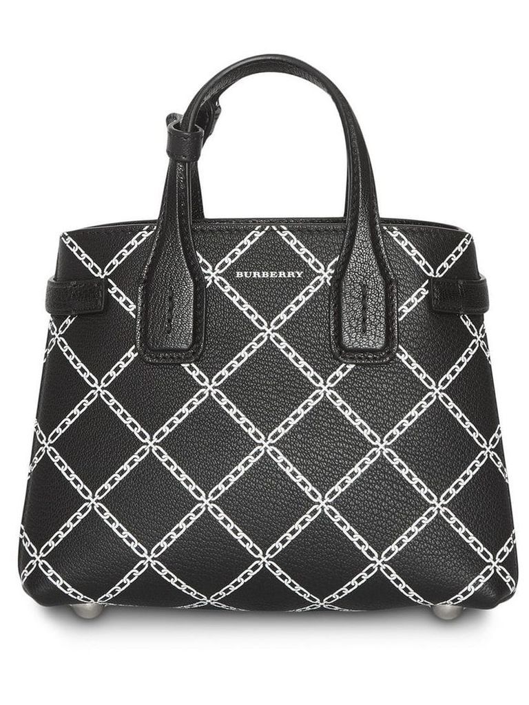 Burberry The Baby Banner in Link Print Leather - Black