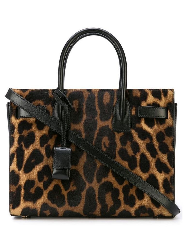 Saint Laurent leopard print tote bag - Brown