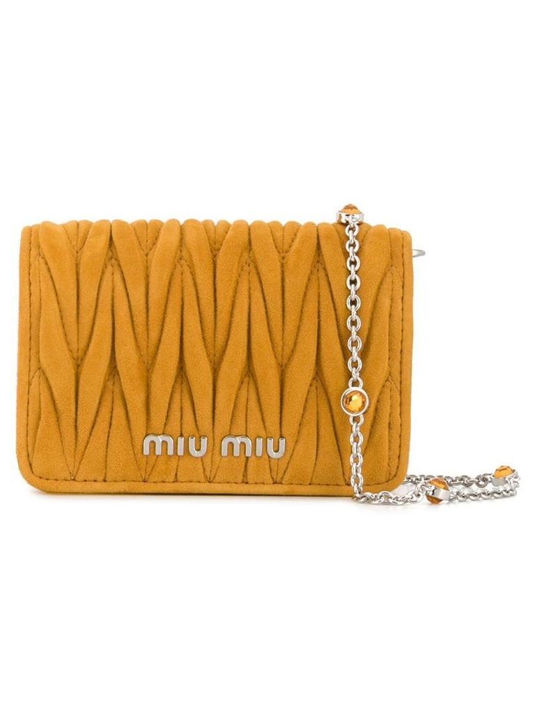 Miu Miu micro Matelassé crossbody bag - Yellow