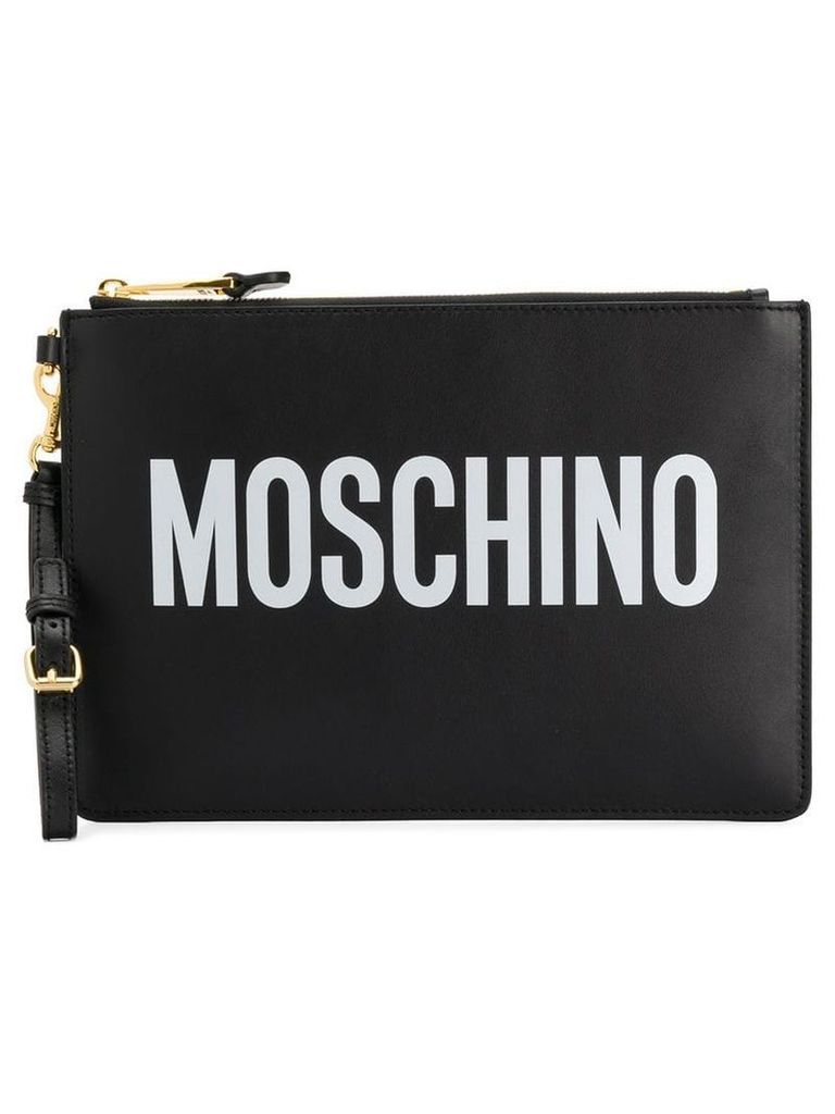 Moschino logo print clutch - Black