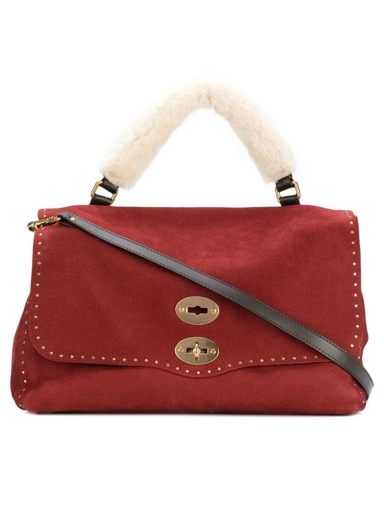 Zanellato fur handle tote bag - Red