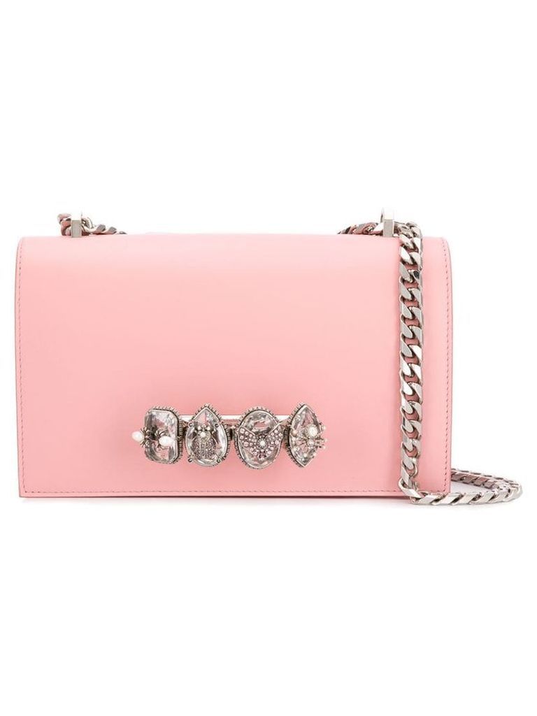 Alexander McQueen knuckle embellished clutch - Pink