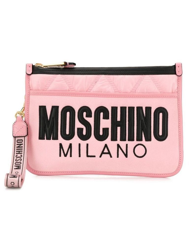 Moschino quilted logo clutch - Pink