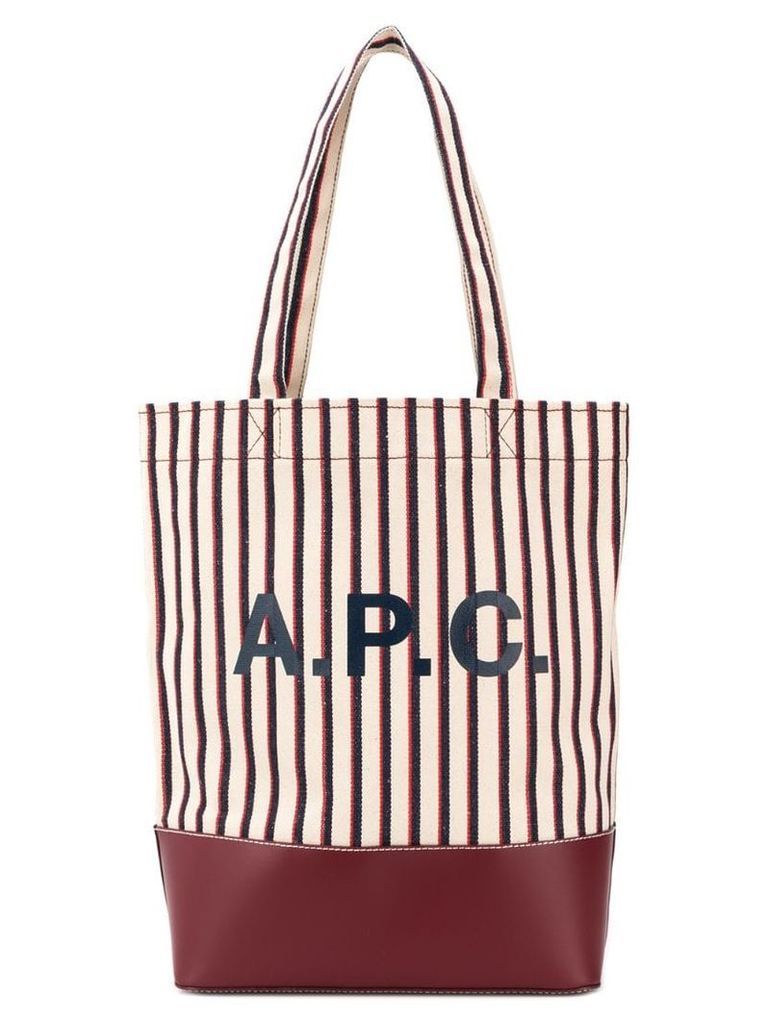 A.P.C. striped logo tote - Neutrals