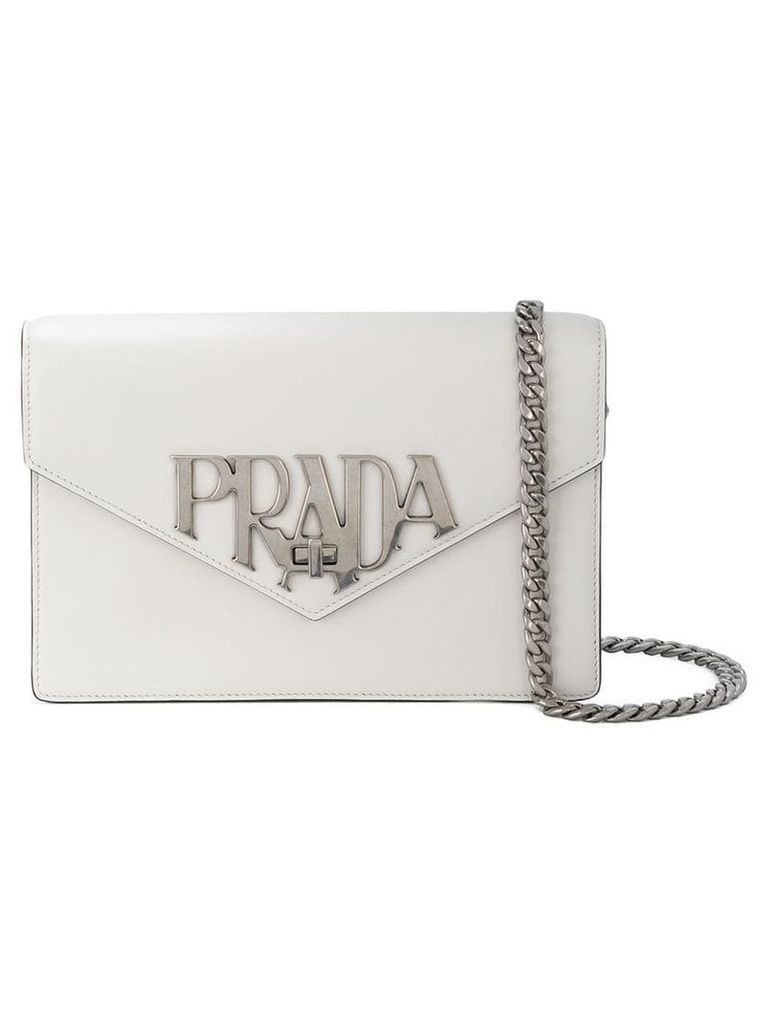 Prada logo plaque shoulder bag - White