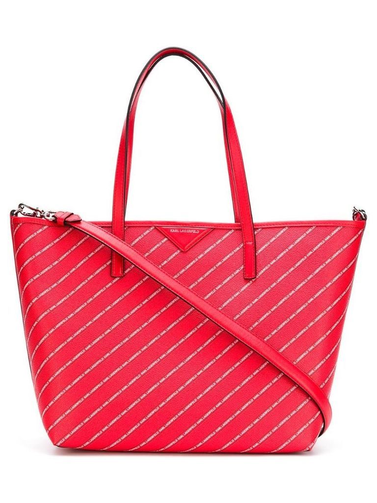 Karl Lagerfeld striped logo shopper bag - Red