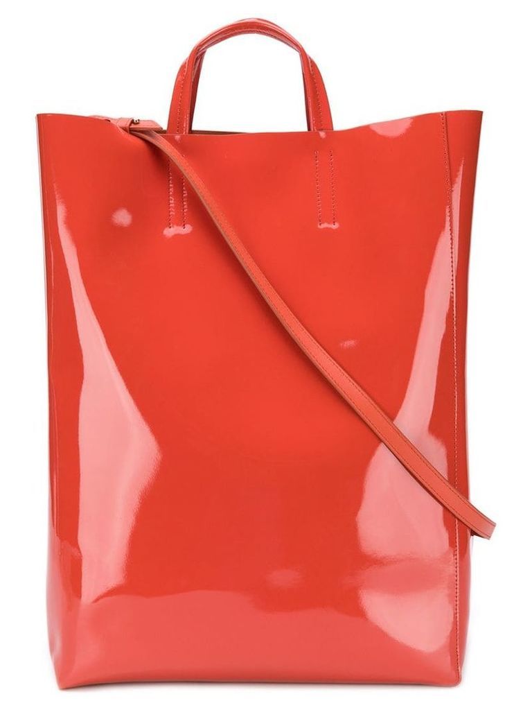 Acne Studios Baker patent large shopper tote bag - Orange