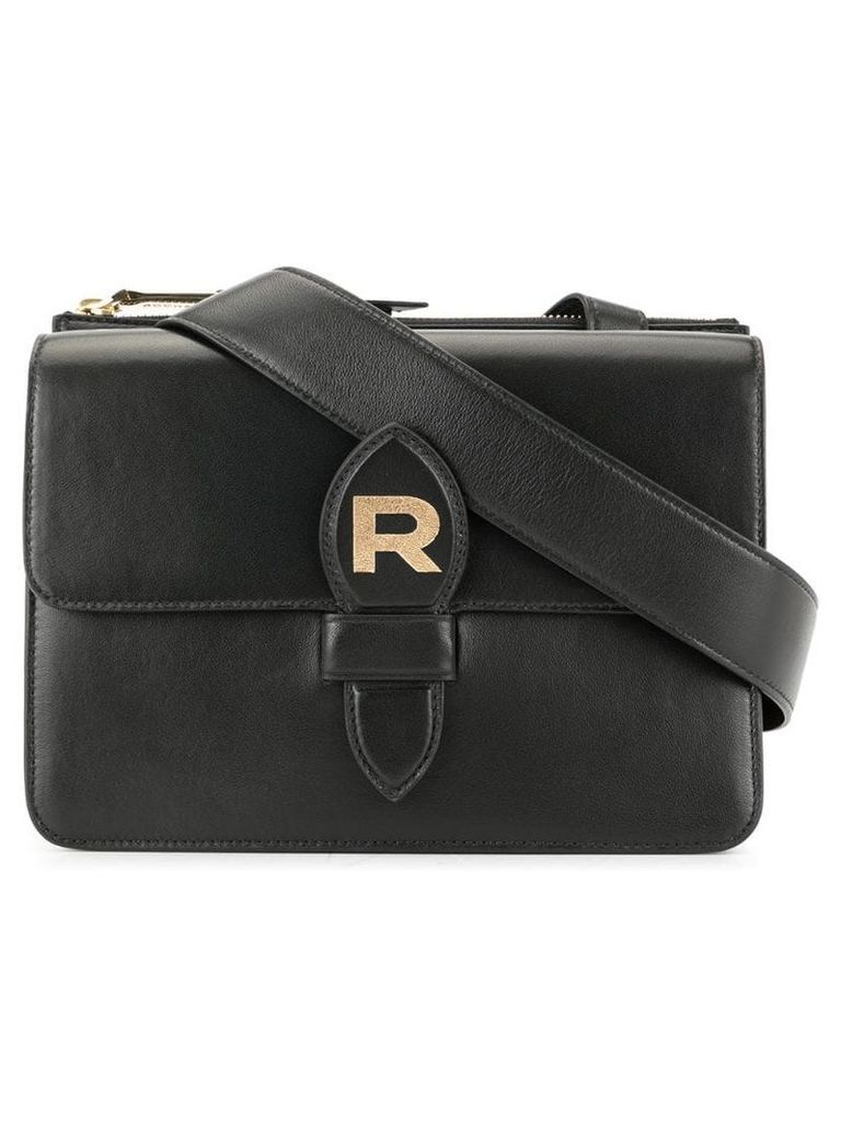 Rochas foldover logo crossbody bag - Black